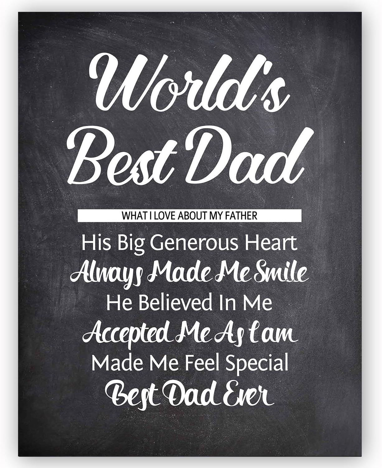 Dad Quote Chalkboard Wall Art Print Plaque - Great Gift for Father's Day, Birthdays, Christmas Or Any Day - Novelty Decoration Present Gifts Idea for Grandpa, Grandfather, Papa, Husband, Men and Guys