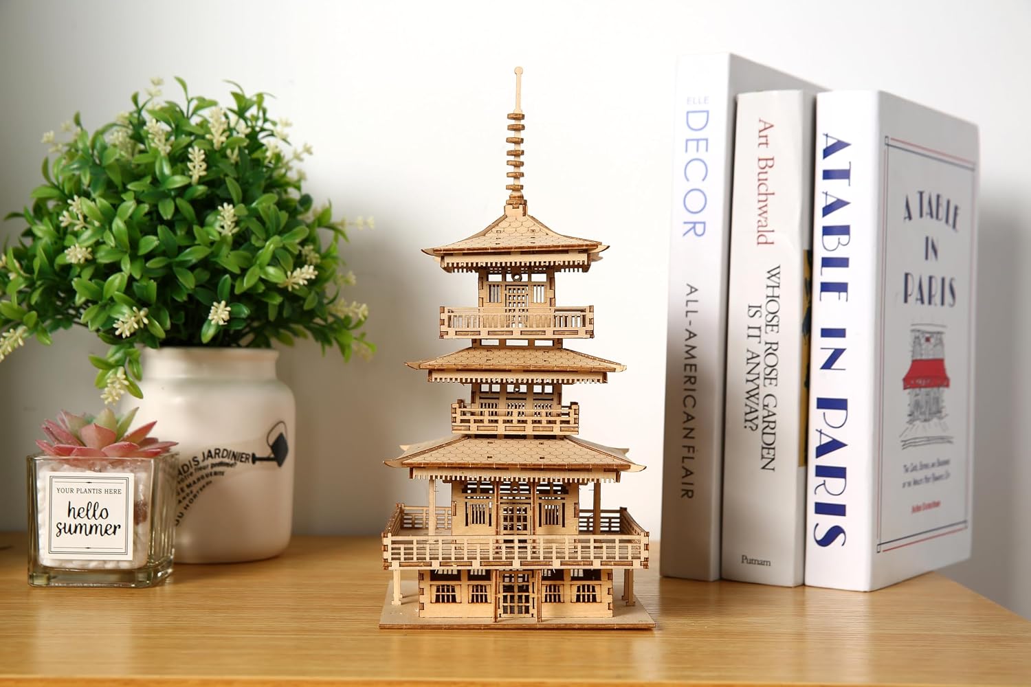 3D Wooden Puzzles for Adults, Wooden Four-Storied Pagoda Assembly Japanese Temple Model Kits, 3D Puzzle Pavilions Building Crafts Birthday Gift for Adults and 14+ Teens, 196 Pieces