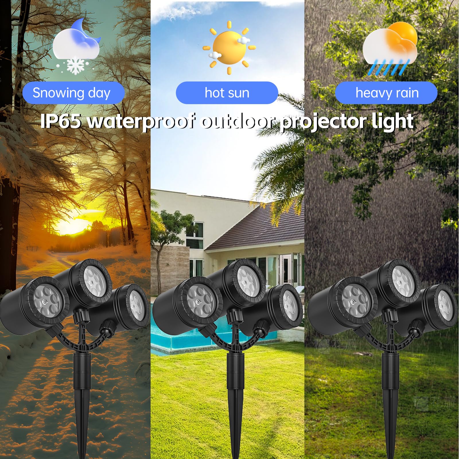 Schneeflocken Projektor Licht, Schneeflocke LED Weihnachtslicht Projektor - wasserdichte Urlaub Dekorationen für Außen Hof und Haus