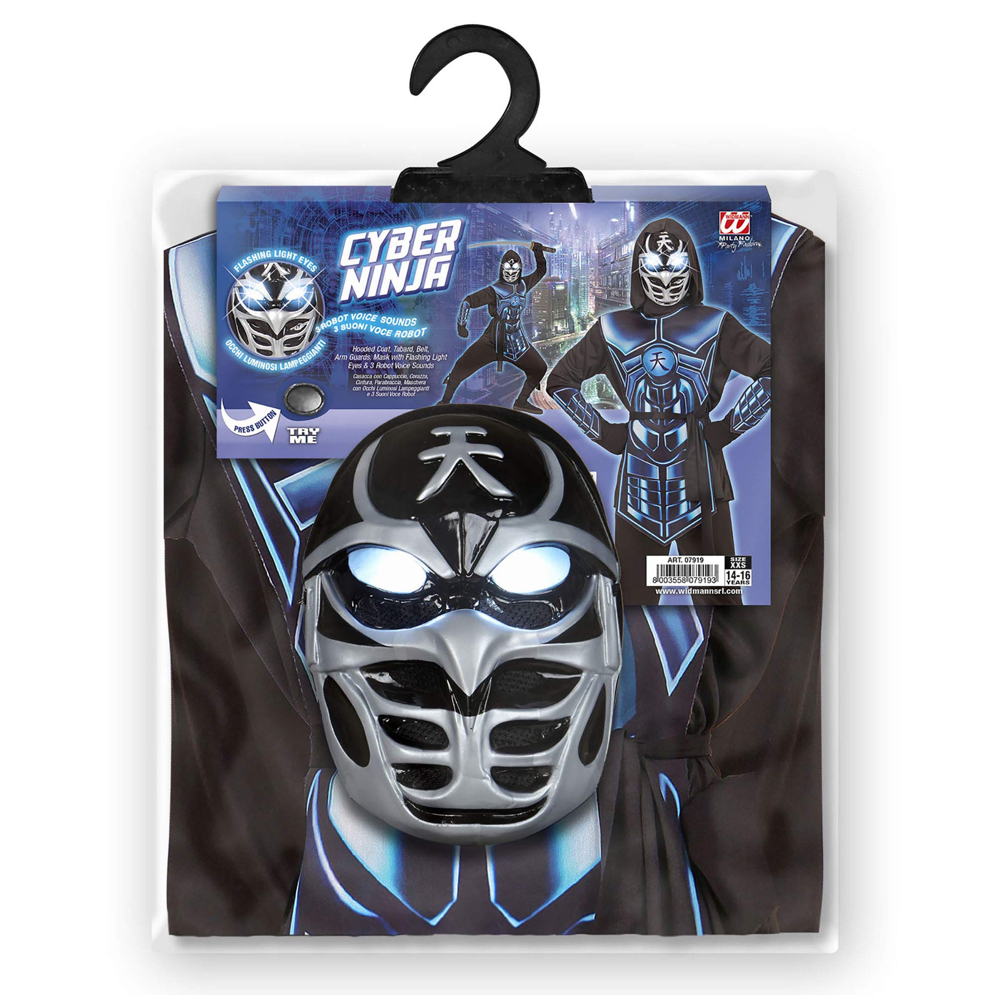 W WIDMANN MILANO Party Fashion - Kostium dziecięcy Cyber Ninja, wojownik, wojowniczka, przebranie, Halloween