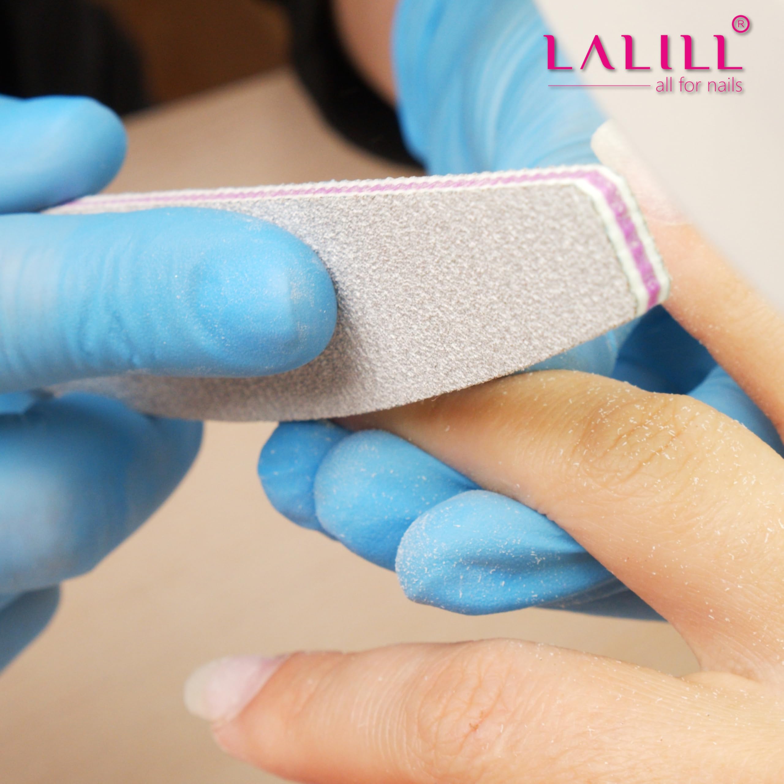 LALILL Lima per Unghie 50 Pz. 100/180 Grit, Mezza Luna Zebra - Lime per Unghie in Gel - Modellazione di Unghie Ibride, Acriliche, Gel Polish - Bifacciale, Monouso - Buffer, Block, Professionale