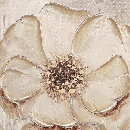 Miniatura 5 de Touch of Class Lienzo decorativo para pared, diseño floral, beige, marfil, adornado a mano, rectángulo, diseños de magnolia, cuadro de arte de