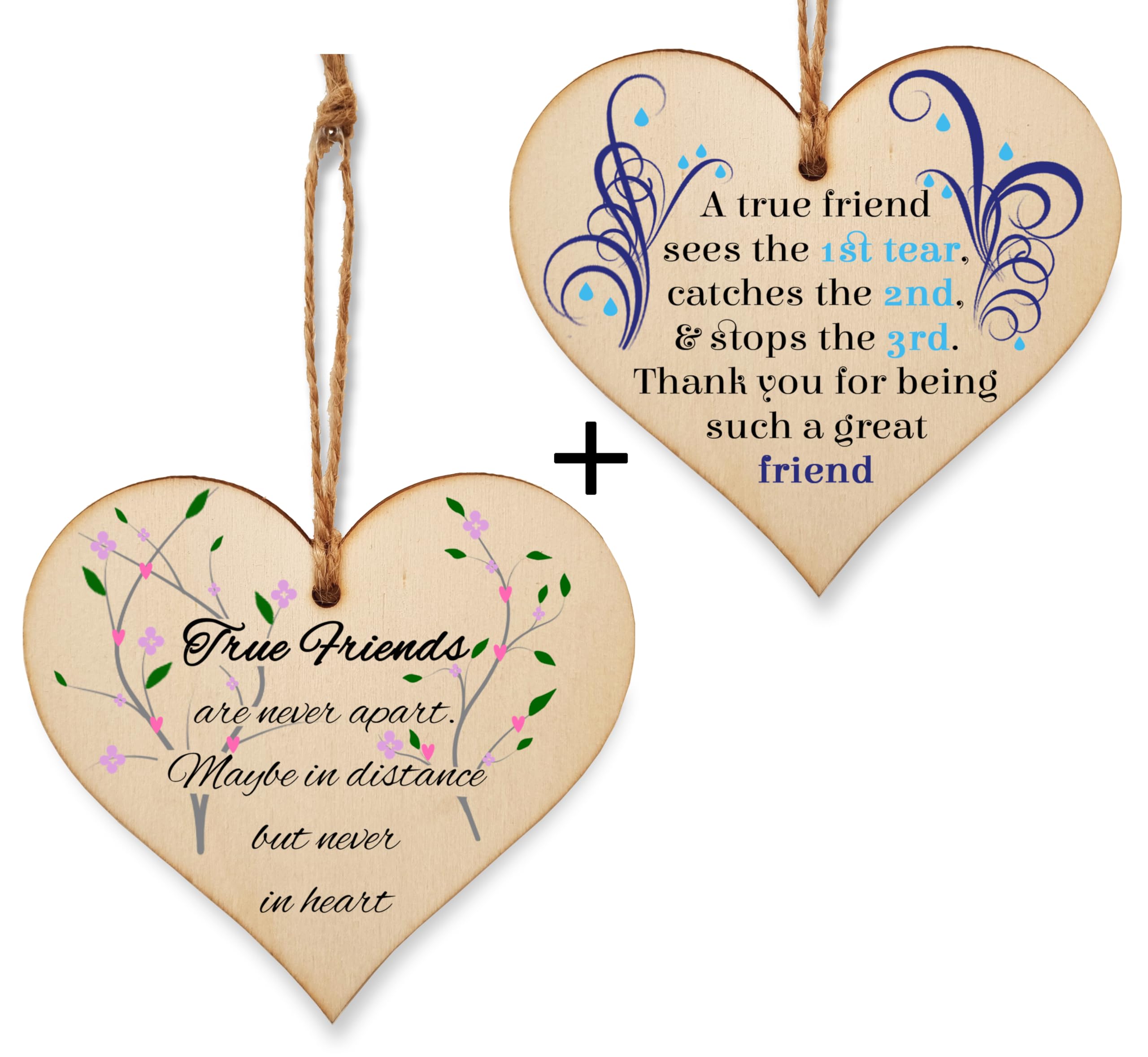 The Plum Penguin Twin Heart Friendship Plaques - Double Design Hanging Tokens of Affection
