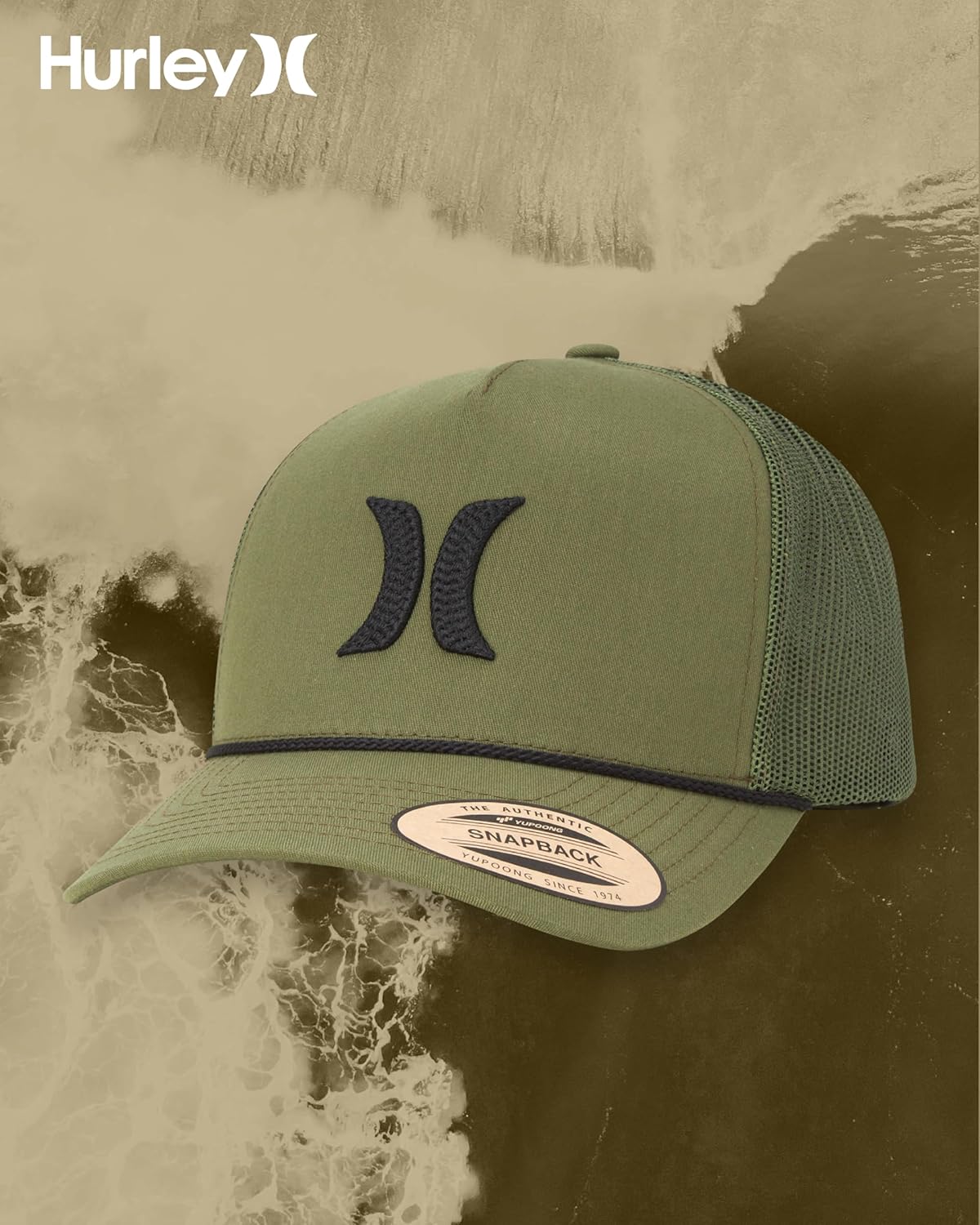 Hurley Men's Trucker Hat - High Icon Snap Back Comfortable Curved Bill with Adjustable Snap Closure - Trucker Hats for Men - Image 6