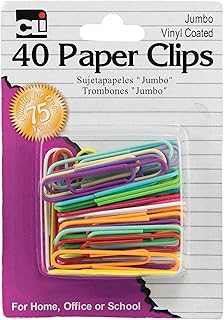 Charles Leonard Paper Clips, Jumbo Gem, Vinyl Coated, Assorted Colors, 40-Pack (80050)