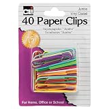 Charles Leonard Paper Clips, Jumbo Gem, Vinyl Coated, Assorted Colors, 40-Pack (80050) – view 1