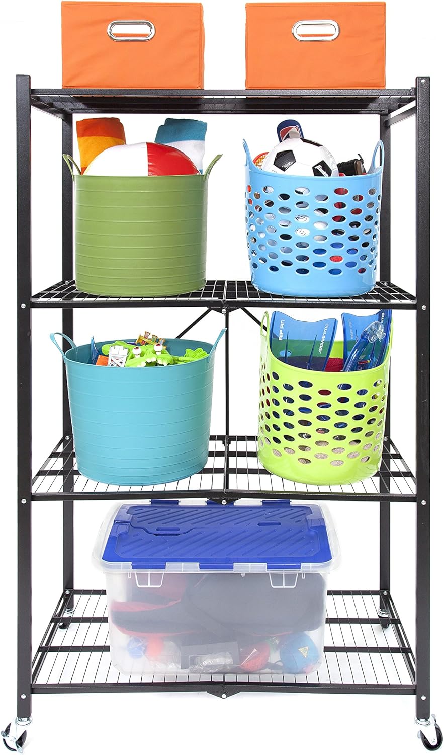 Amazon.com: Origami R1407WL2-BLA 4 Tier Steel Collapsible Storage Rack ...