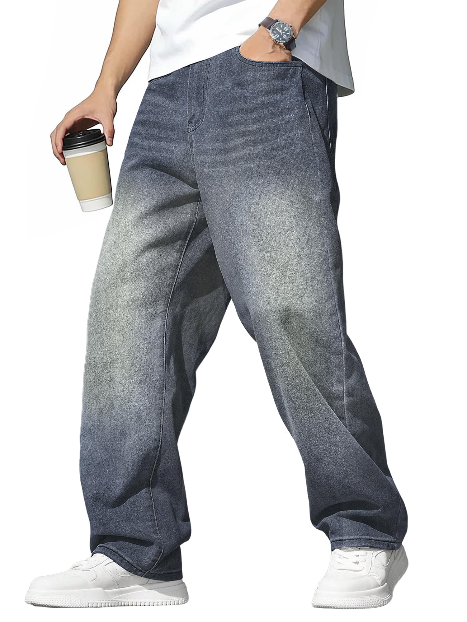 JMIERR Jeans Herren Baggy Weite Jeans Hose Herren Stretch Vintage Y2K Hip Hop Denim Hosen Loose Fit Streetwear Freizeithosen