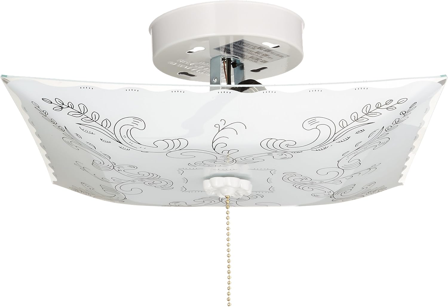 Nuvo SF77/392 Square Floral Design with Pull Chain Switch Close to Ceiling Fixture , White