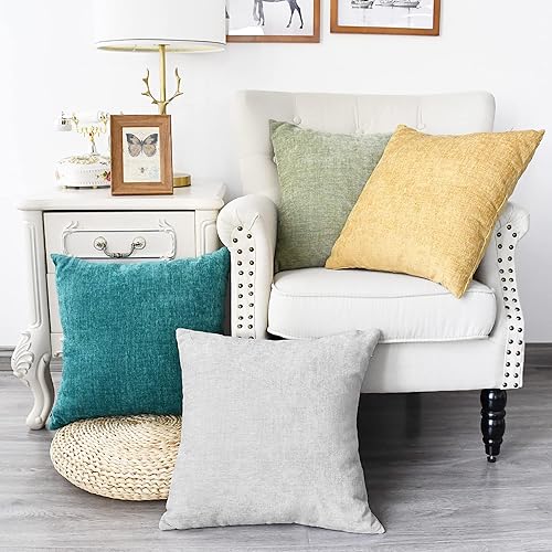 CaliTime Juego de 4 fundas de cojín de felpilla modernas y multicolor a juego, acogedoras y suaves, para sofá, decoración del hogar, 16 x 16