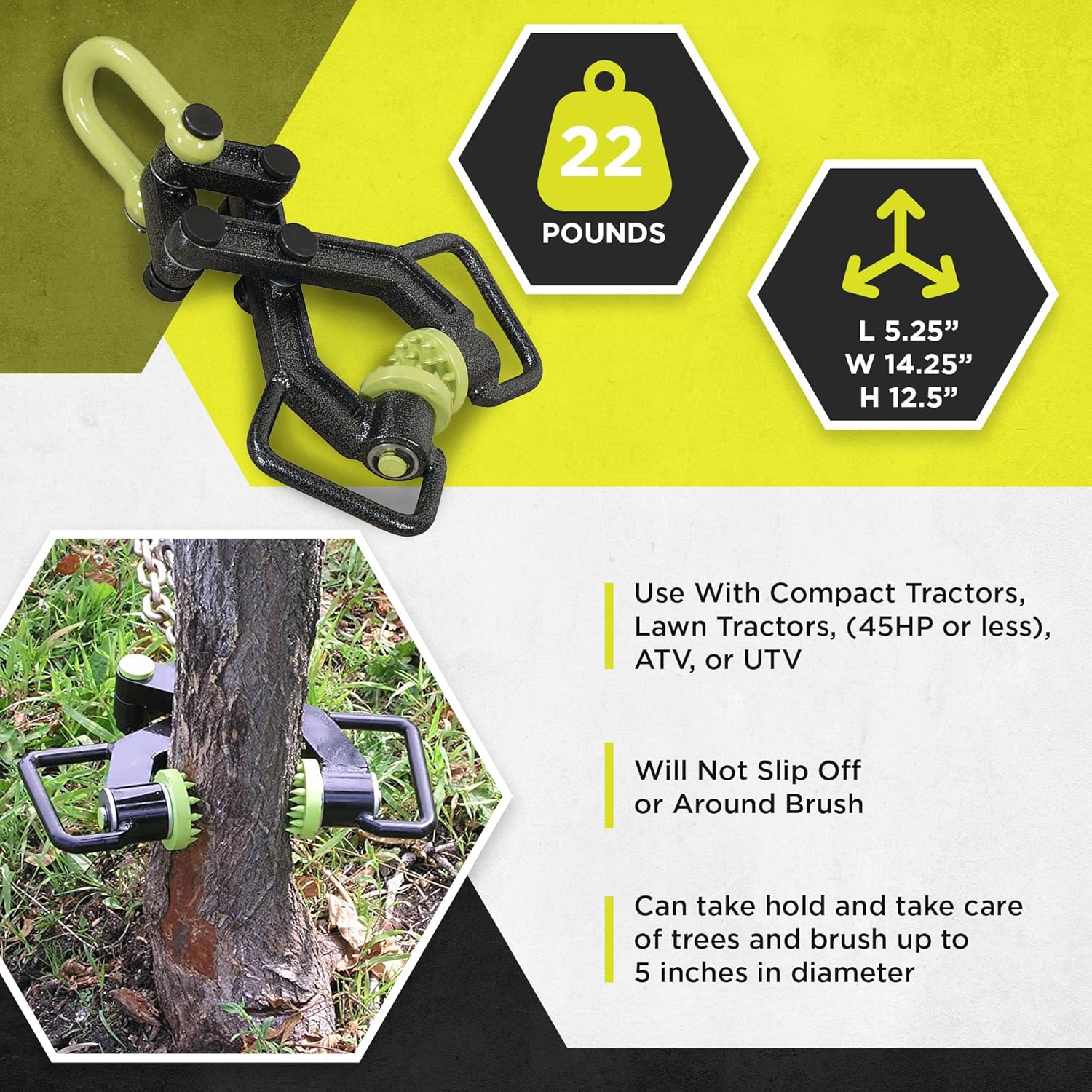 Brush Grubber BG-11 Xtreme Larger Brush & Tree Stump Root Puller Remover Tool w/Rugged Handles, 1" Steel Construction, & 18 Gripping Teeth (2 Pack)