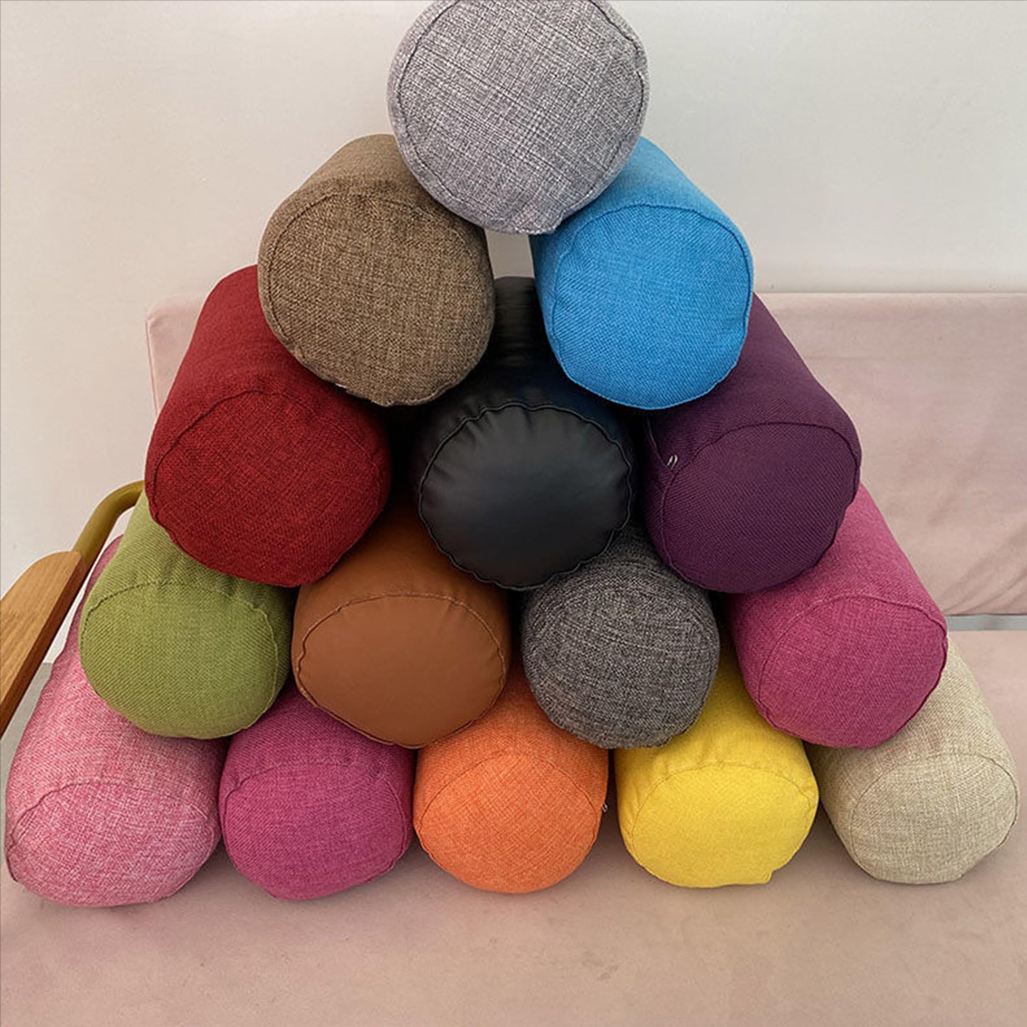 Rot Nackenrolle Kissen, Zylinderkissen für Sofa, Armlehnenstütze, Yoga Nackenrolle, Schlafkissen für Couch, Auto, Zuhause (45 x 20 cm) - Vielseitiges Komfort-Zubehör