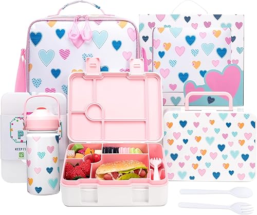 Lonchera Bento para niños con 6 compartimentos, lonchera para niñas con bolsa de almuerzo, botella de agua de acero inoxidable, bolsa de hielo y disponible en Yaxa Costa Rica