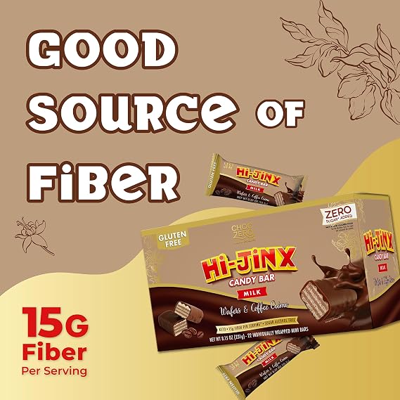 ChocZero Hi-Jinx Sugar Free Chocolate Wafer Candy Bars, Coffee Creme