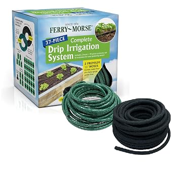 Ferry Morse Drip Irrigation Kit - 37 Piece Set with 100ft Soaker & 50ft Garden Hose
