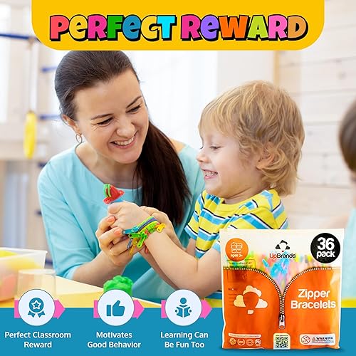 Miniatura 6 de UpBrands Juguetes silenciosos para la ansiedad, recuerdos de fiesta para niños, pulsera de amistad con cremallera de 7 12 pulgadas, juego sensorial