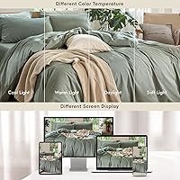 Vista 17 de MooMee Juego de funda de edredón 100% algodón lavado con textura tipo lino, transpirable, duradero, suave y cómodo