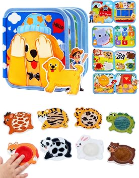 BizyKoady Montessori Busy Book for Toddlers 1-3, Felt Busy Board Dog Theme | Montessori toys, learning activity, Travel Toys, Fine motor, Independent quiet play, Soft felt, Boy Girl gift, CPC 12m+