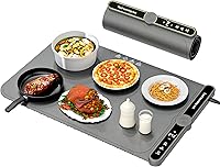 LYSXP Food Warming Mat 15x23.6 Inch 9-Level Temp Control Silicone Heater for Parties Kitchen Daily Use Grey