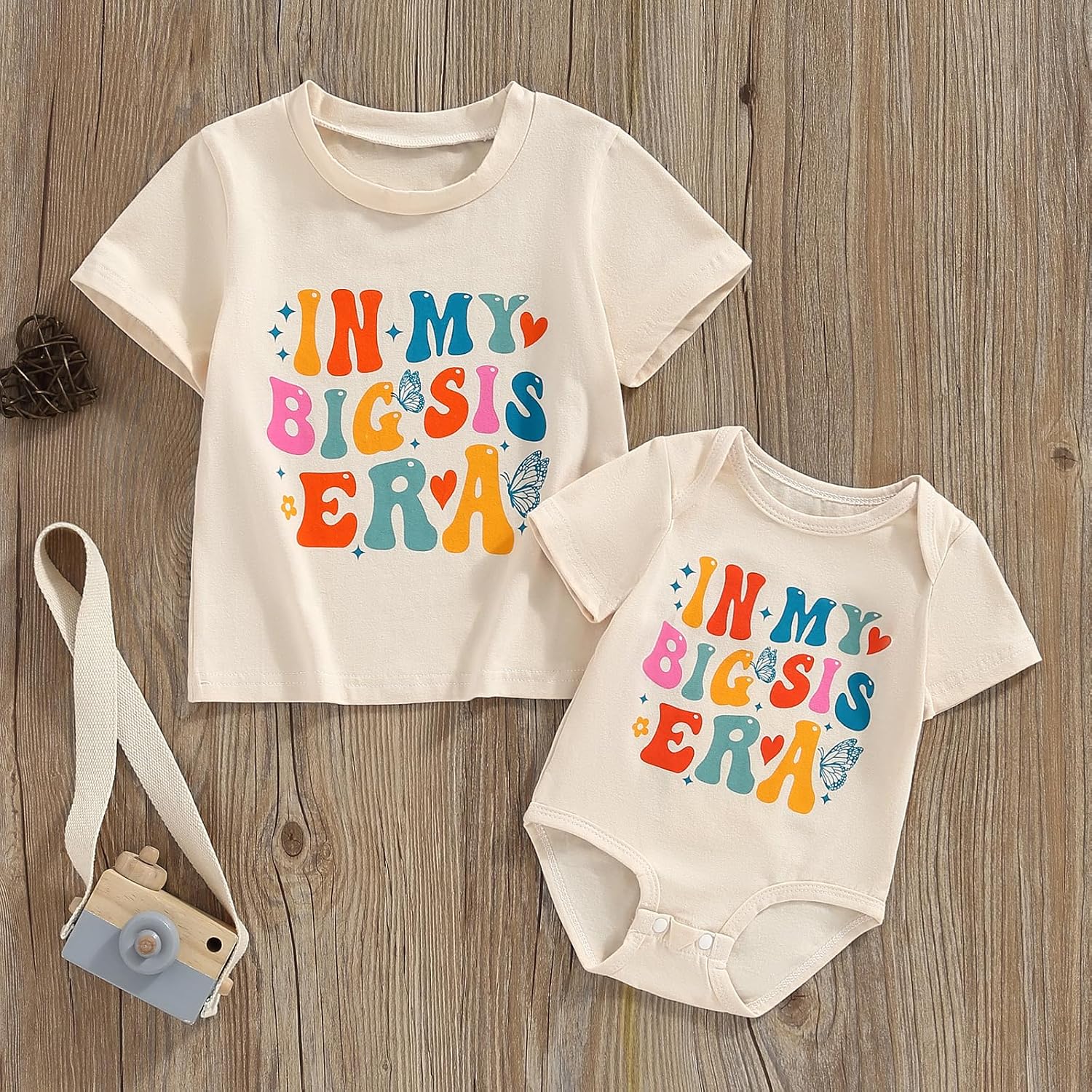 ZAXARRA Big Sister Little Sister Matching Outfits Toddler Kids T-Shirt Newborn Baby Girl Romper Cute Top Clothes 2PCS