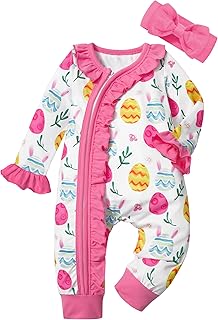 Infant Newborn Baby Girl Clothes Onesies for Baby Girl Long Sleeve Ruffle Baby Clothes with Headband