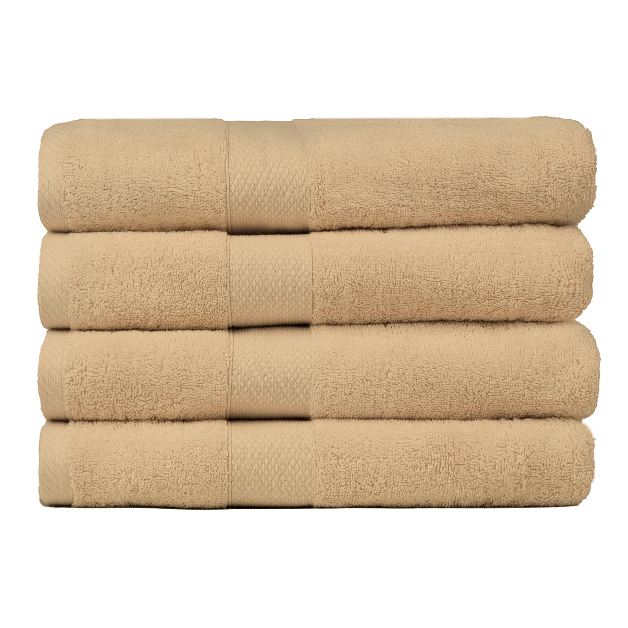 Bath Towels, Set Pack of 04, 100% Ring Spun Cotton, 80cm x 140cm, Premium Bath Towels, Highly Absorbent, Perfect for Daily Use, Durable Towels.. Beige