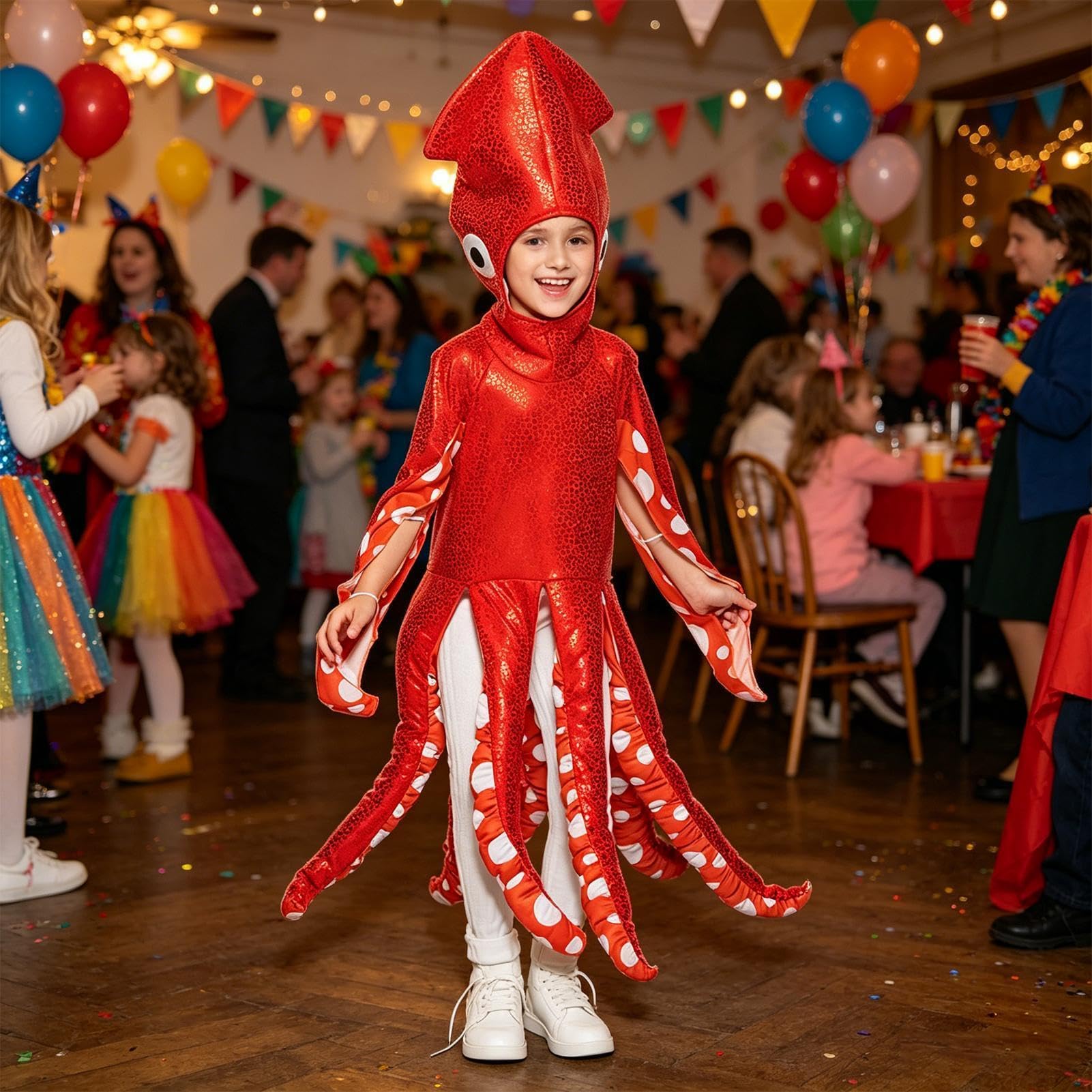 Kostium Ośmiornicy Dziecięcy Uniseks Czerwony Strój Ośmiornicy | Strój Podwodny Na Przyjęcia, Cosplay, Urodziny, Parki Tematyczne, Występy Sceniczne, Święta,