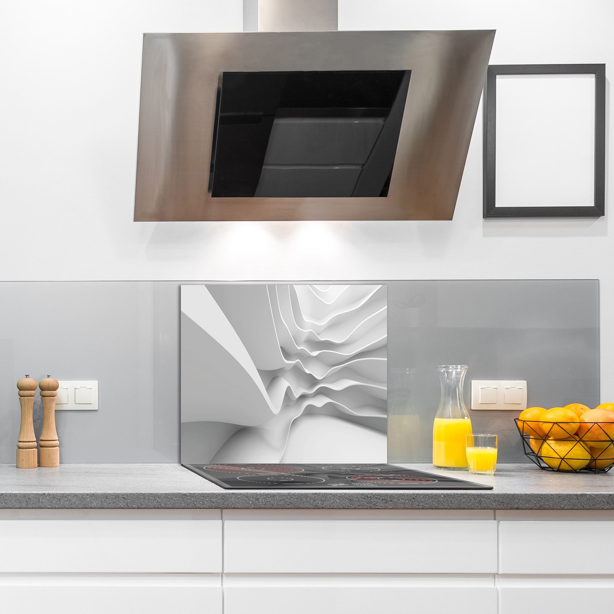 Vetro Splashback 60 cm x 52 cm | vetro di sicurezza da cucina da parete splash-back Guard | 10645 bianco | by semUp
