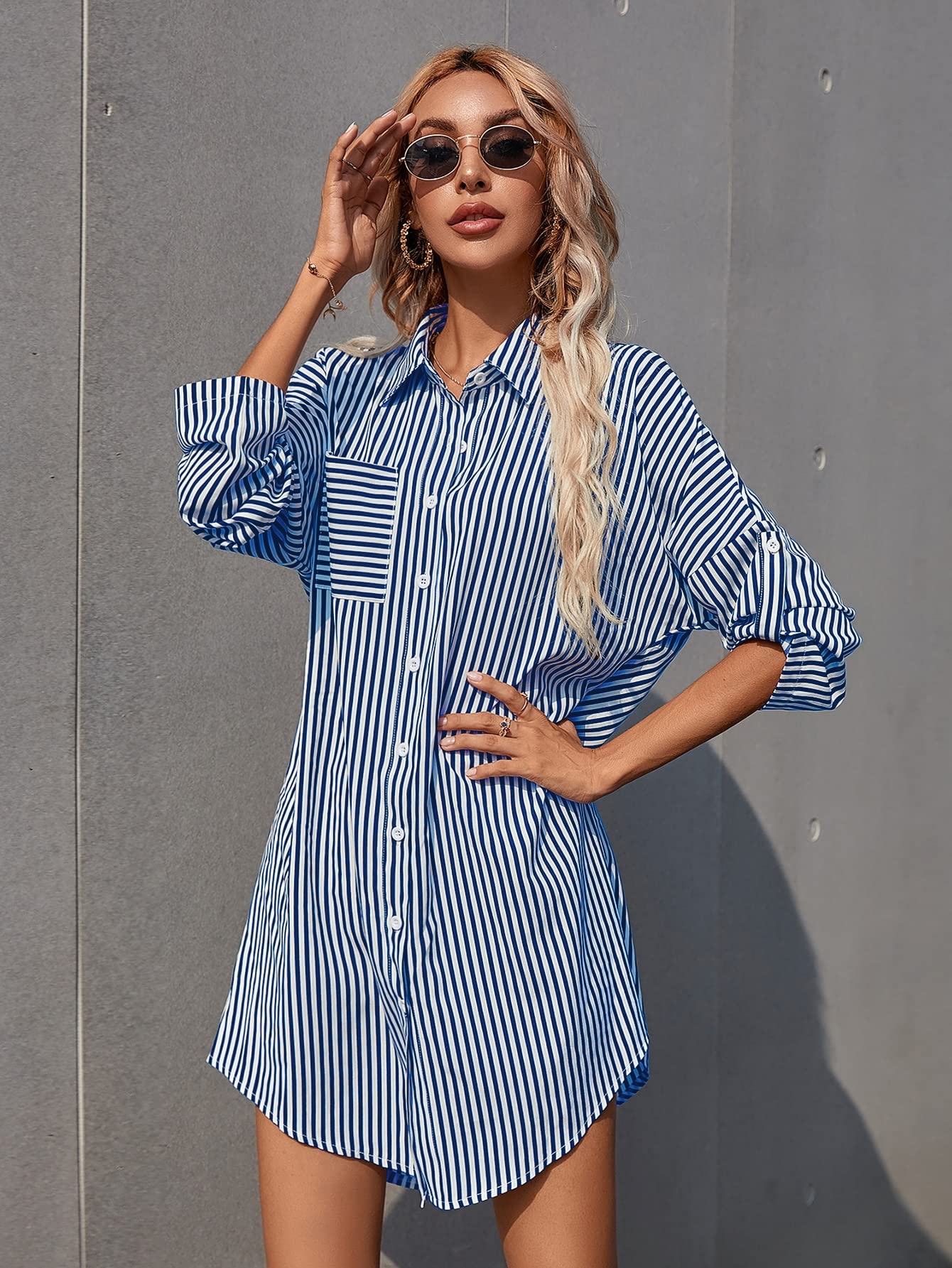 striped black and white shirt dress The Tailory New York Black and White Stripe Shirt Dress for Women, Size S