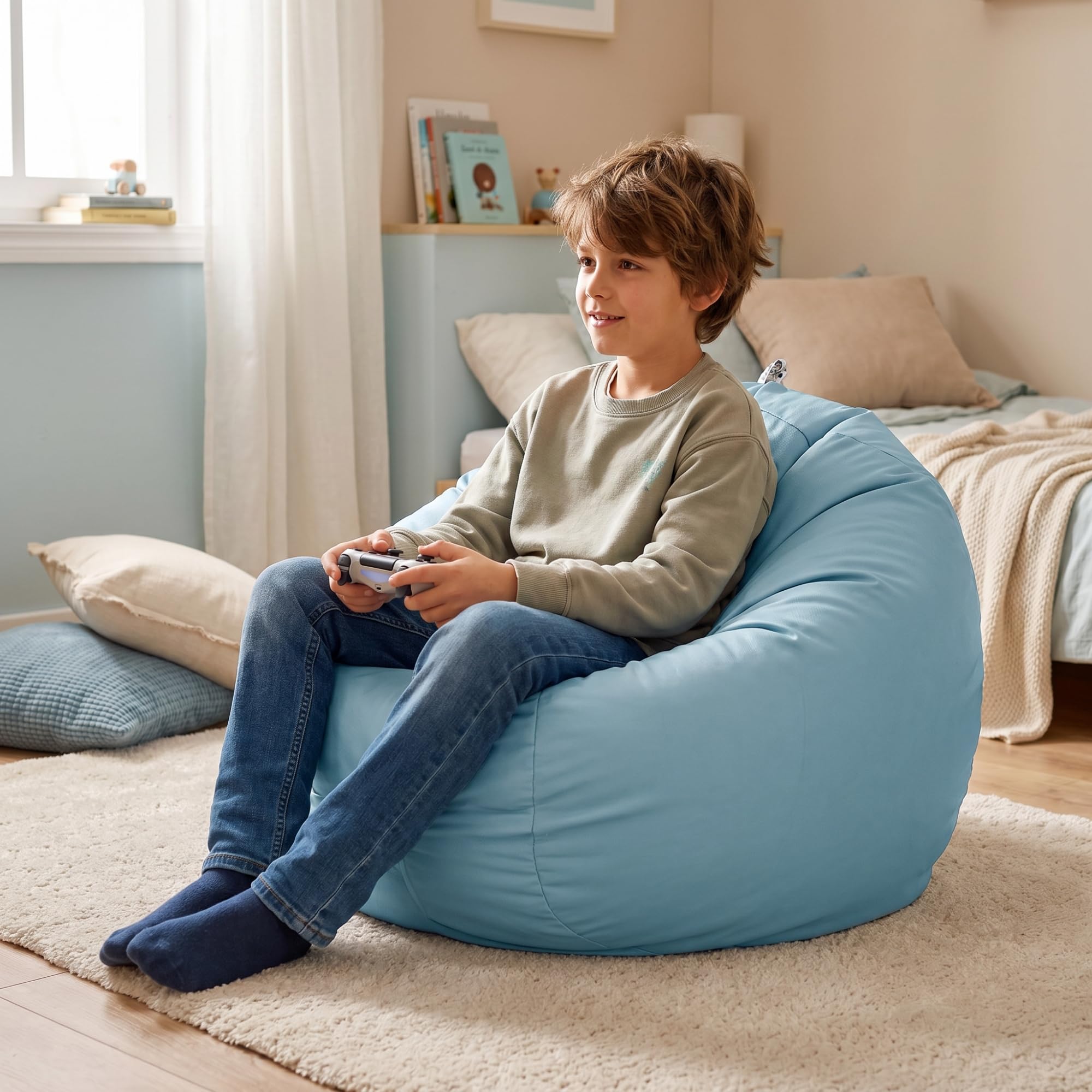 Happers Pouf Enfant Simili Cuir Intérieur Rose