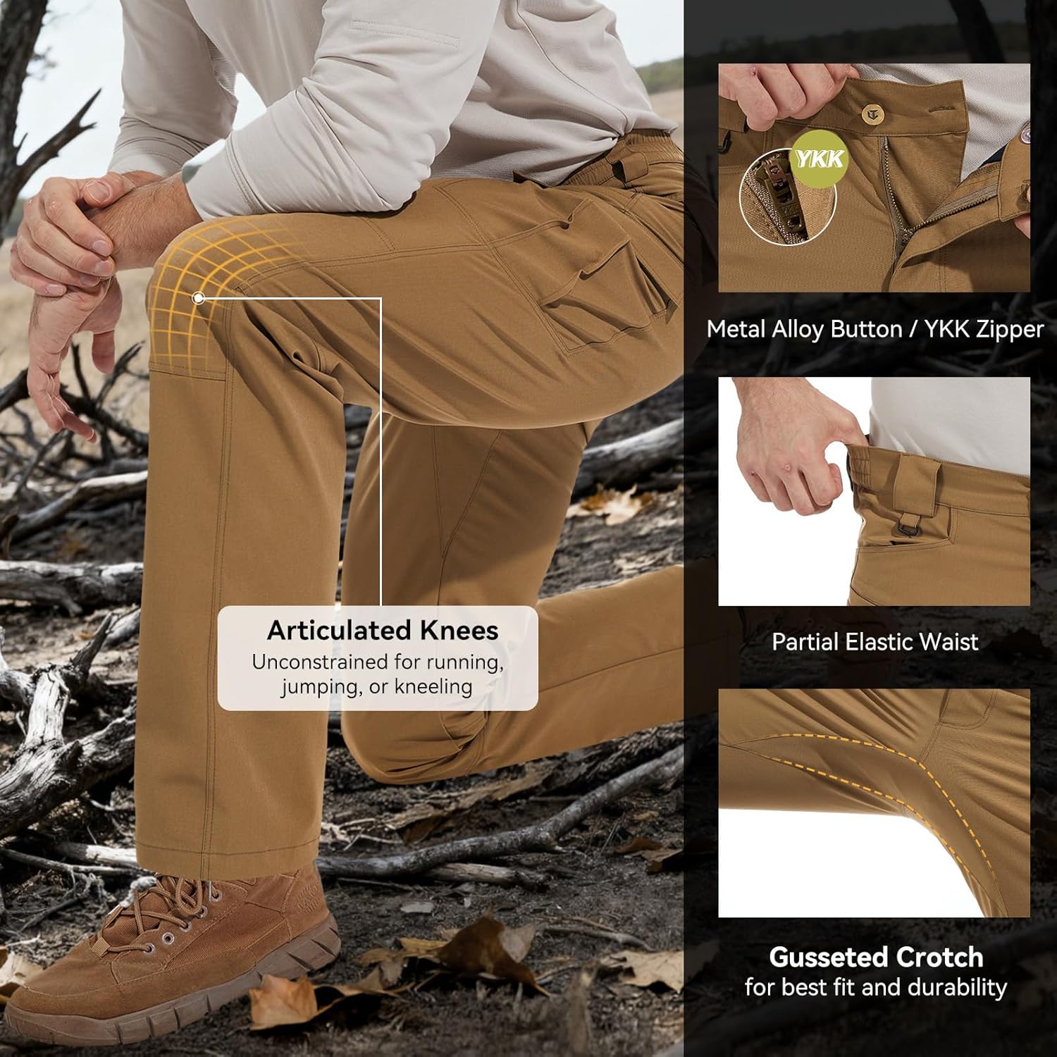 Men’s Ripstop Tactical Pants Stretch Water Resistant Cargo Work Military EDC Hiking Pants