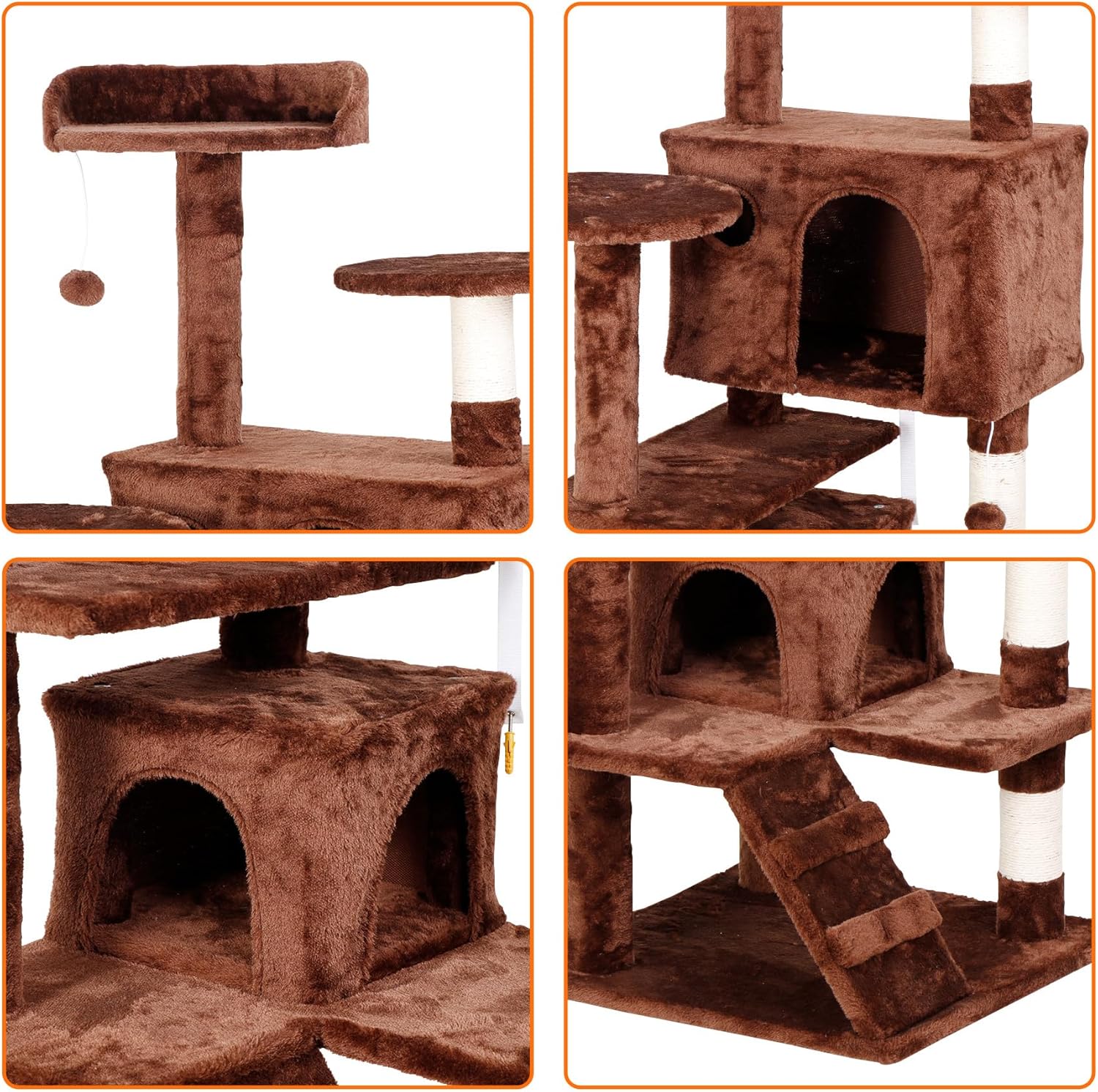 Nova Microdermabrasion 54 in Cat Tree Tower for Indoor Cats Multi-Level Cat Condo Cat Bed Furniture with Scratching Post Kittens Activity Center