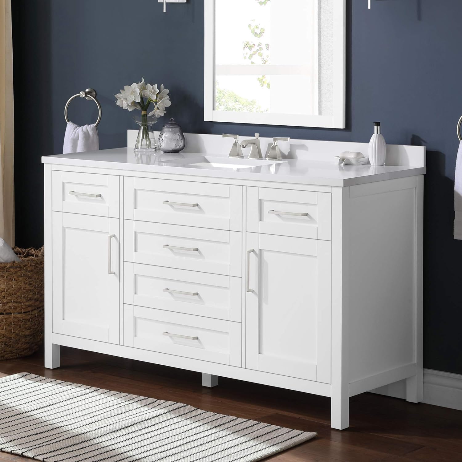 OVE Decors Tahoe II 60 in. White Single Basin Vanity