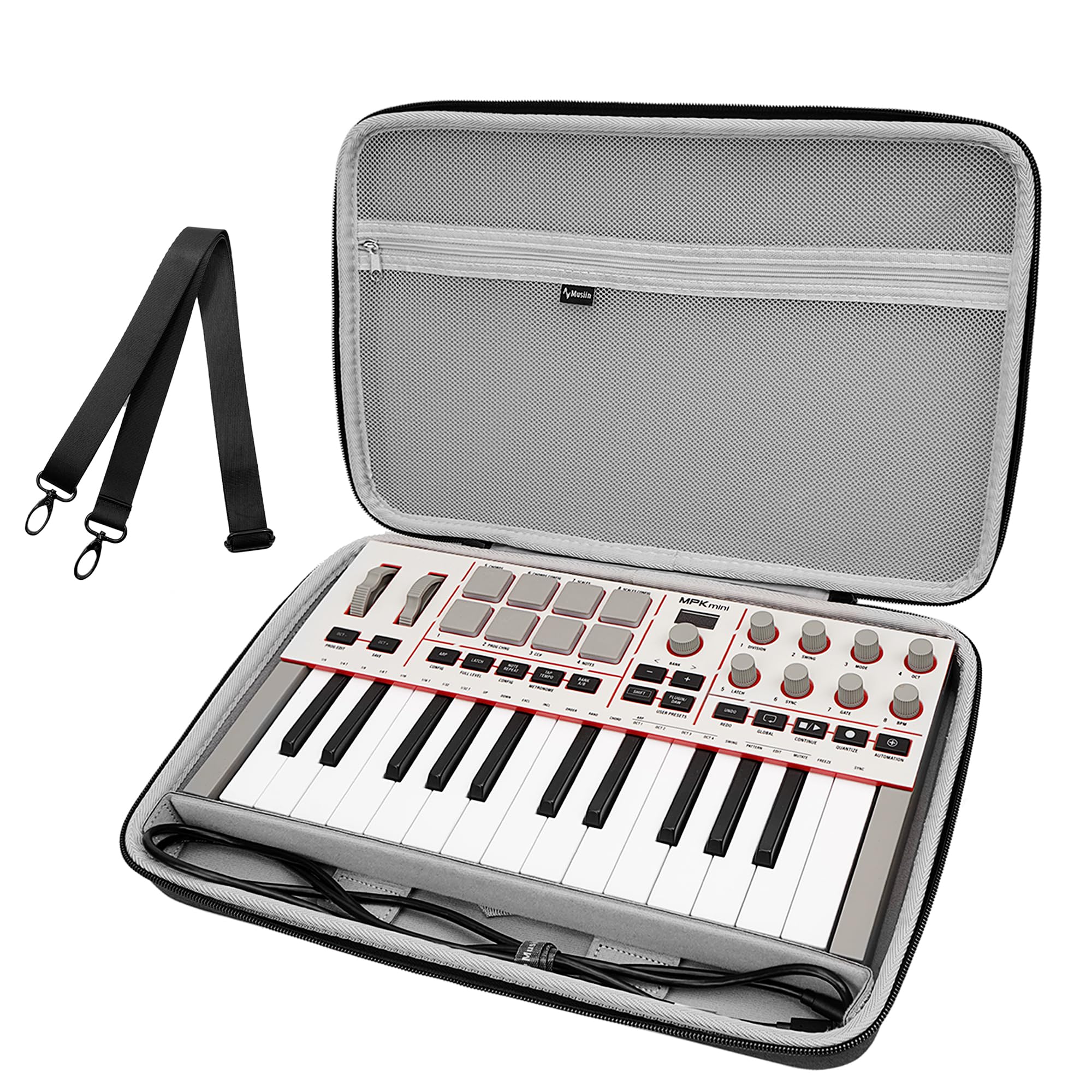Musiin Étui en Velours Premium pour Clavier MIDI, Compatible avec MPK Mini IV, Arturia MiniLab 3, MiniLab MkII 25 Slim, Housse pour Clavier, contrôleur MIDI et synthétiseur (Gris)