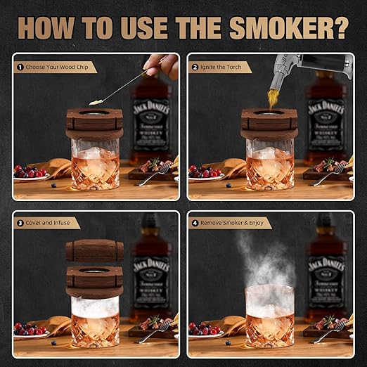 Kit Ahumador de Whisky con Soplete, 6 Maderas, Regalo miniatura 7