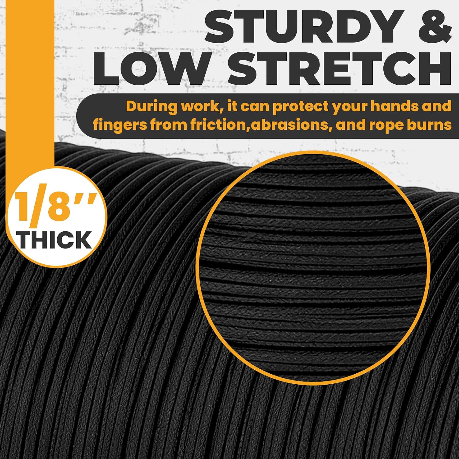 3000ft x 1/8 Inch Black Cotton Tie Line Trick Line Cotton Cover with Polyester Core, Reinforced Low Stretch Multipurpose Utility Cord for Theatrical, Stage Decor, Theatrical Cord