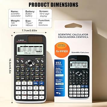 FX-991EX Scientific Calculator, 552 Functions Engineering Calculator for A-Level Maths & GCSE, 10+2 LCD Digits Written Display, Teachers, School, Office