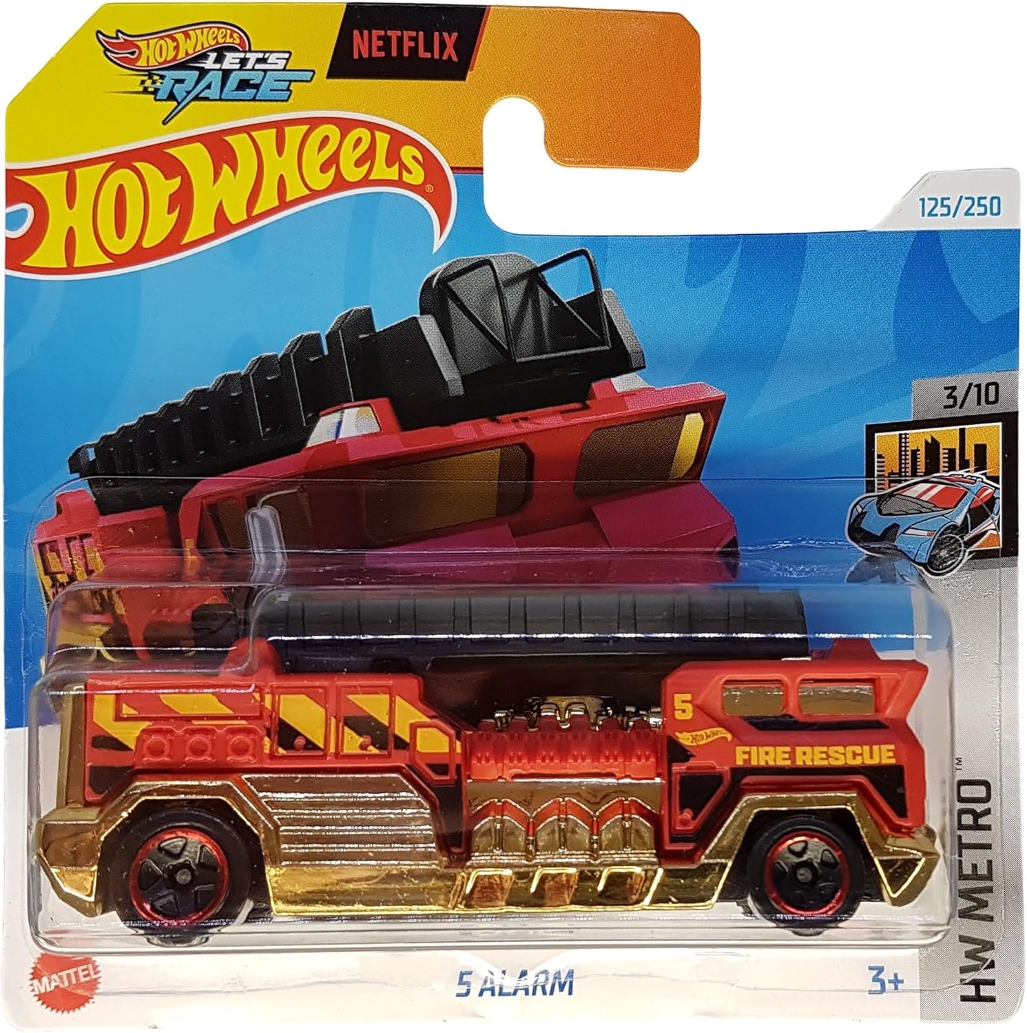 Hot Wheels - 5 Alarms - HW Metro 3/10 - HTB15 - Short Card - Fire Rescue - Netflix Let's Race - Mattel 2024-1:64