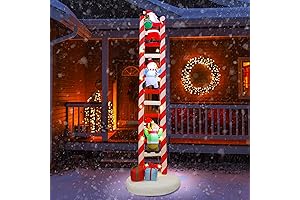 Joliyoou 10FT Christmas Inflatable Decoration: Inflatable Santa Climbing Ladder with Lights