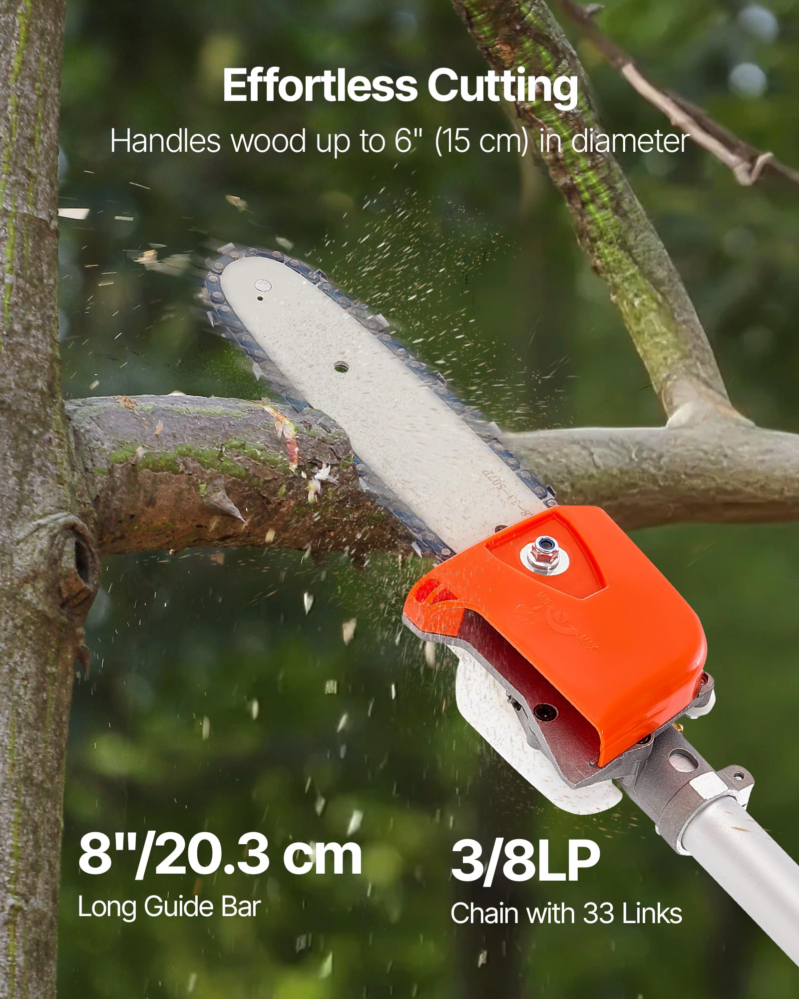 VEVOR 25cc 2-suwowa piła gazowa 25 cm3 Piła łańcuchowa do cięcia z 20,3 cm prętem tnącym akumulatorowe nożyce do żywopłotu ze zbiornikiem 650 ml, wysuwana o 2-2,74 m
