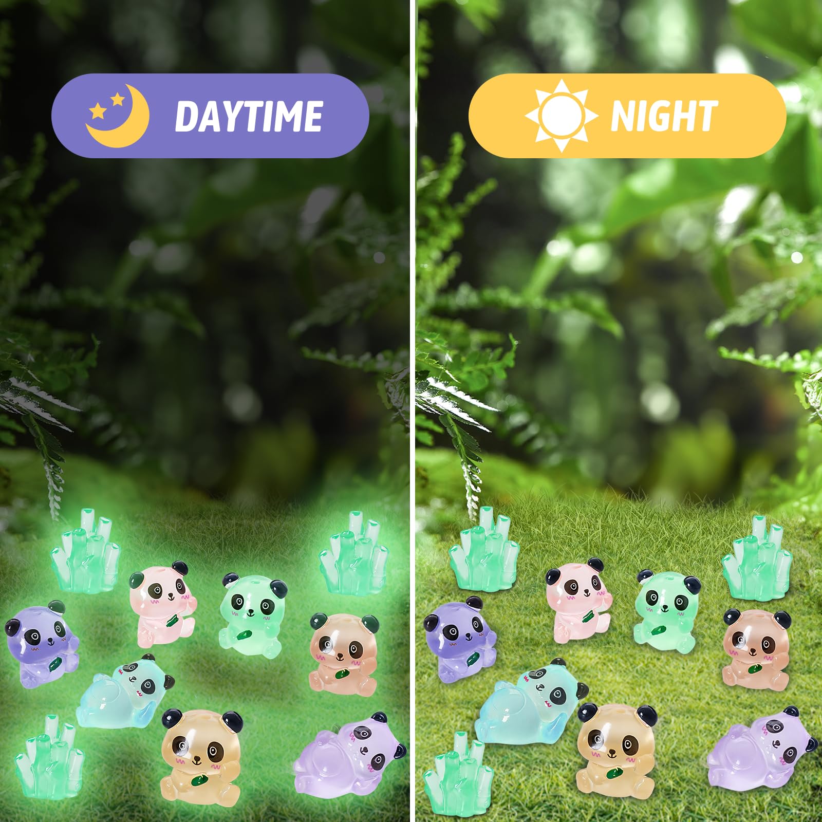 EliphonTowne 35pcs Luminous Mini Resin Pandas, Mini Resin Animals - Image 3