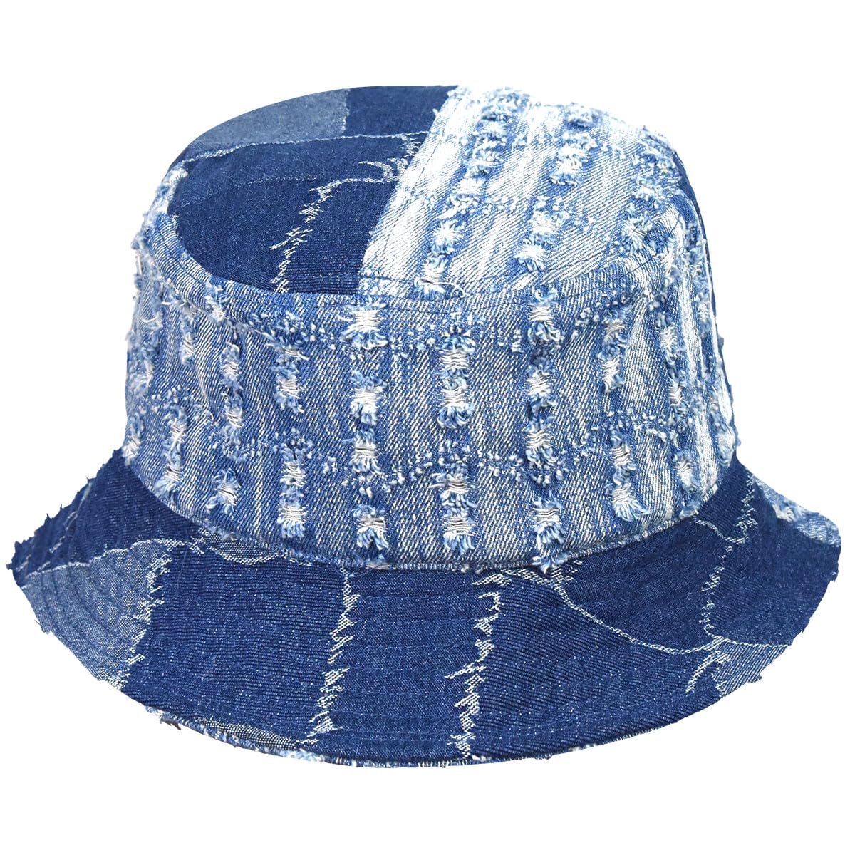 Kangol Cappello da Pescatore Denim Mashup Donna/Uomo - Sole Estivo di Tessuto Estate Primavera/Estate