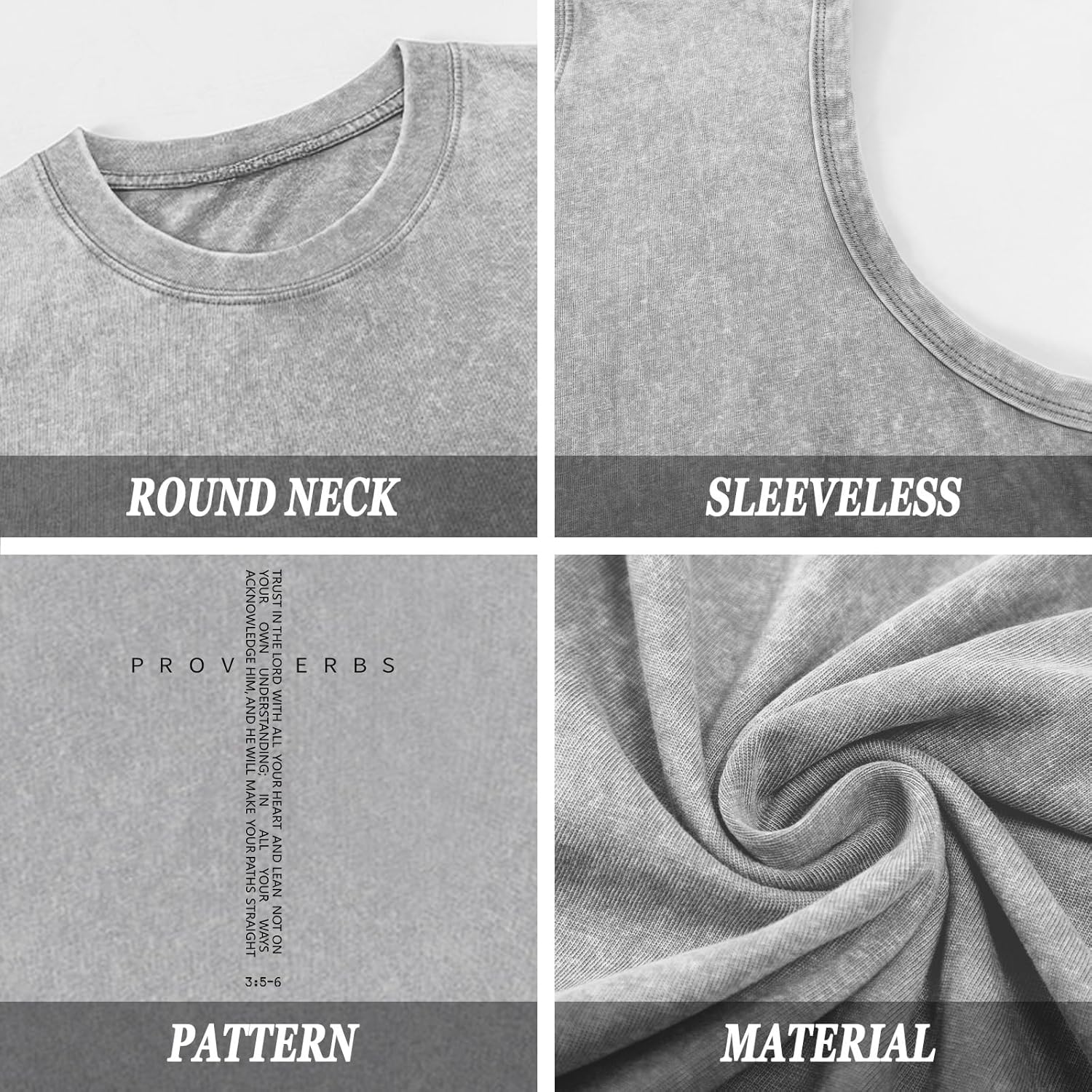 Christian Gym Workout Tank Tops for Men Vintage Bible Verse Cross Graphic Sleeveless Muscle Shirts Acid Wash Tanks Top - Image 7