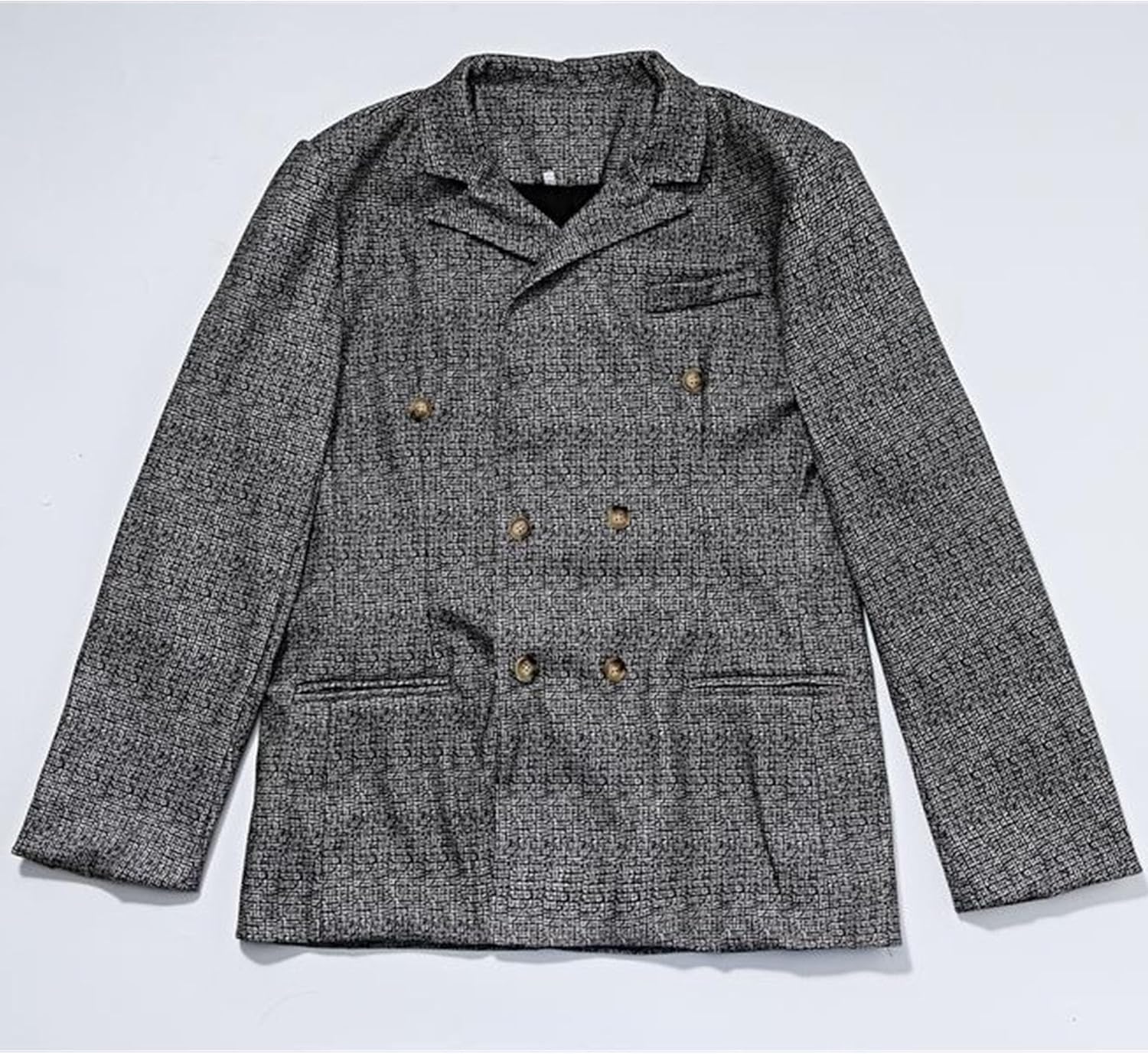 Mens Plaid Blazer Sports Coat Vintage Double Breasted Blazer Suit Jacket Casual Slim Fit Checkered Blazer