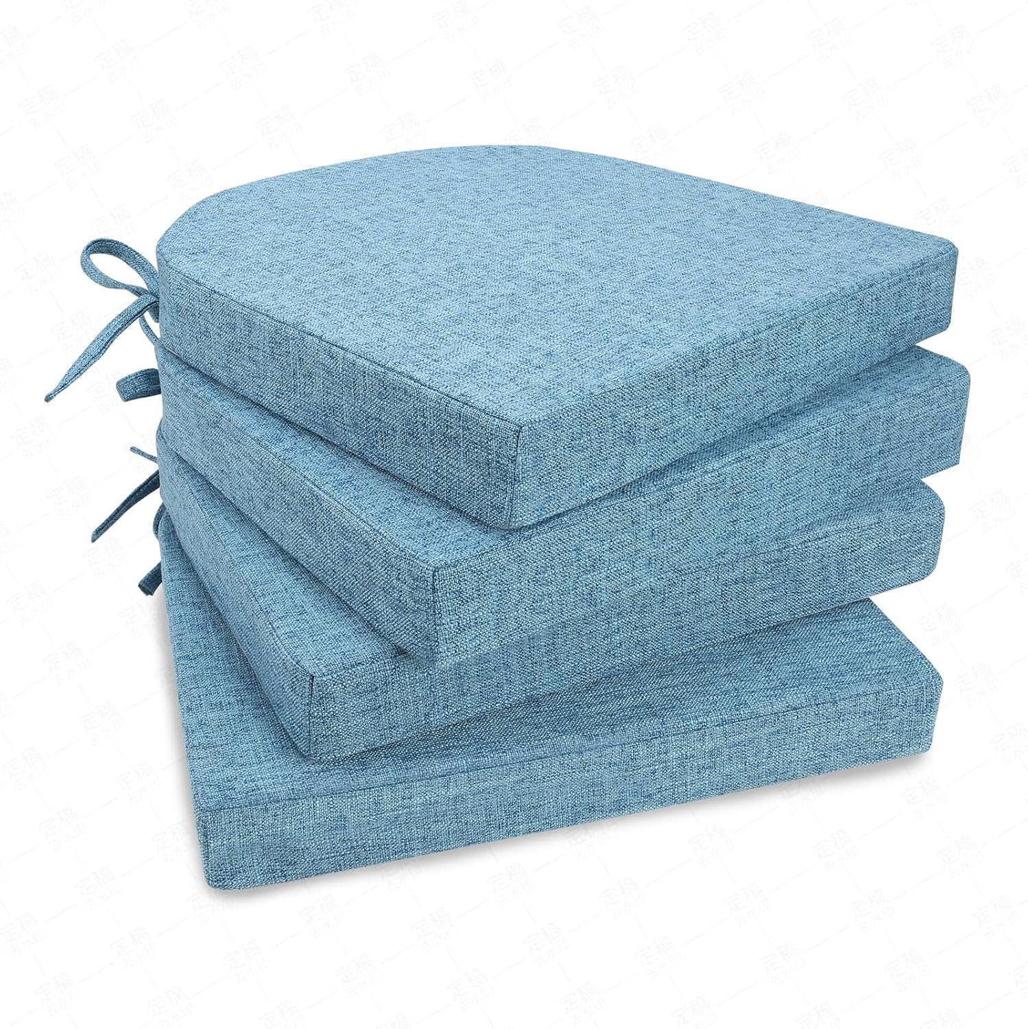 D-Shaped Chair Cushions, 2" Thick Dining Chair Pads Machine-Washable, Seat Cushions for Chair 16" x 16", Set of 4