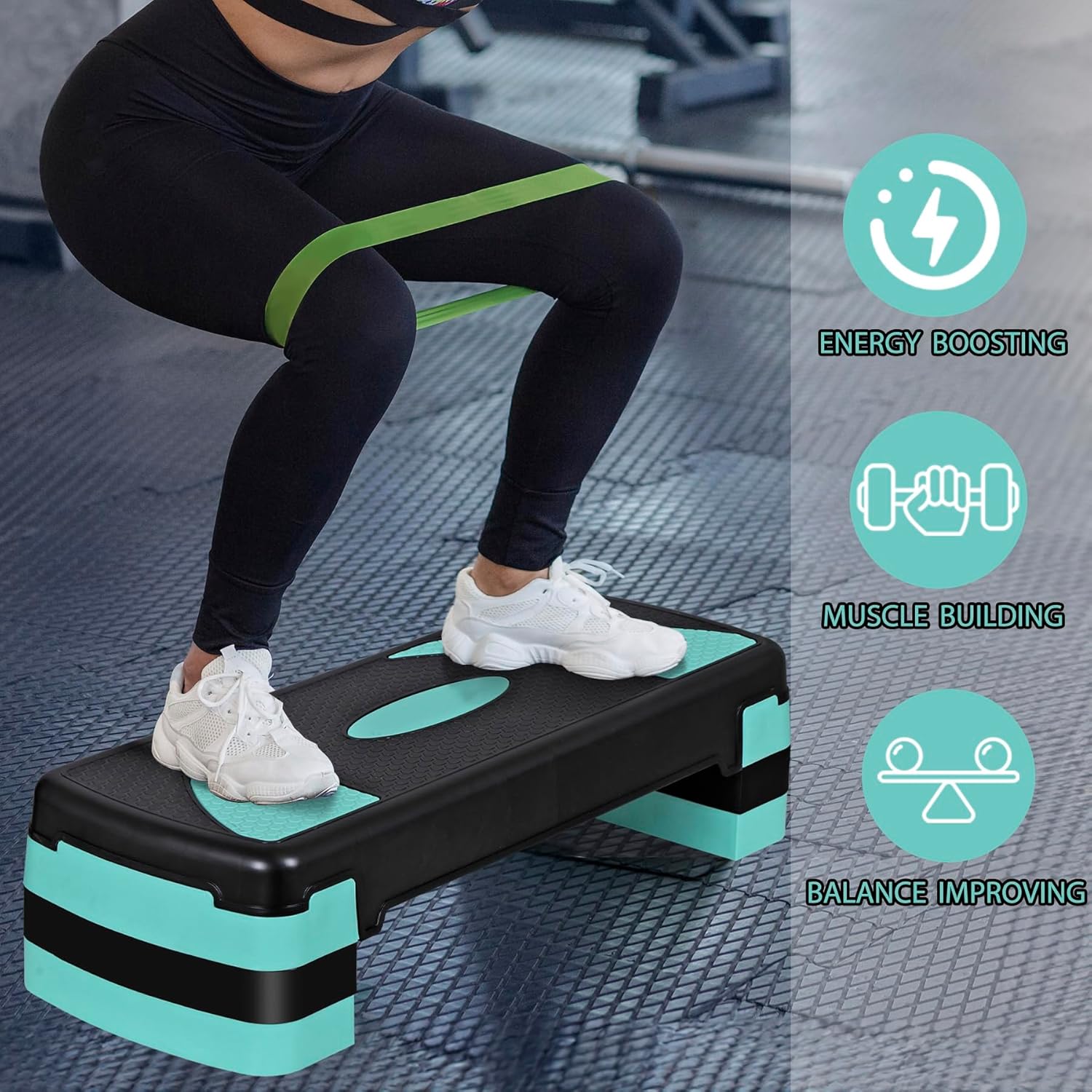 HomGarden Adjustable Workout Aerobic Stepper in Fitness & Exercise Step Platform Trainer Stepper w/Risers Adjust 4"-6''-8''