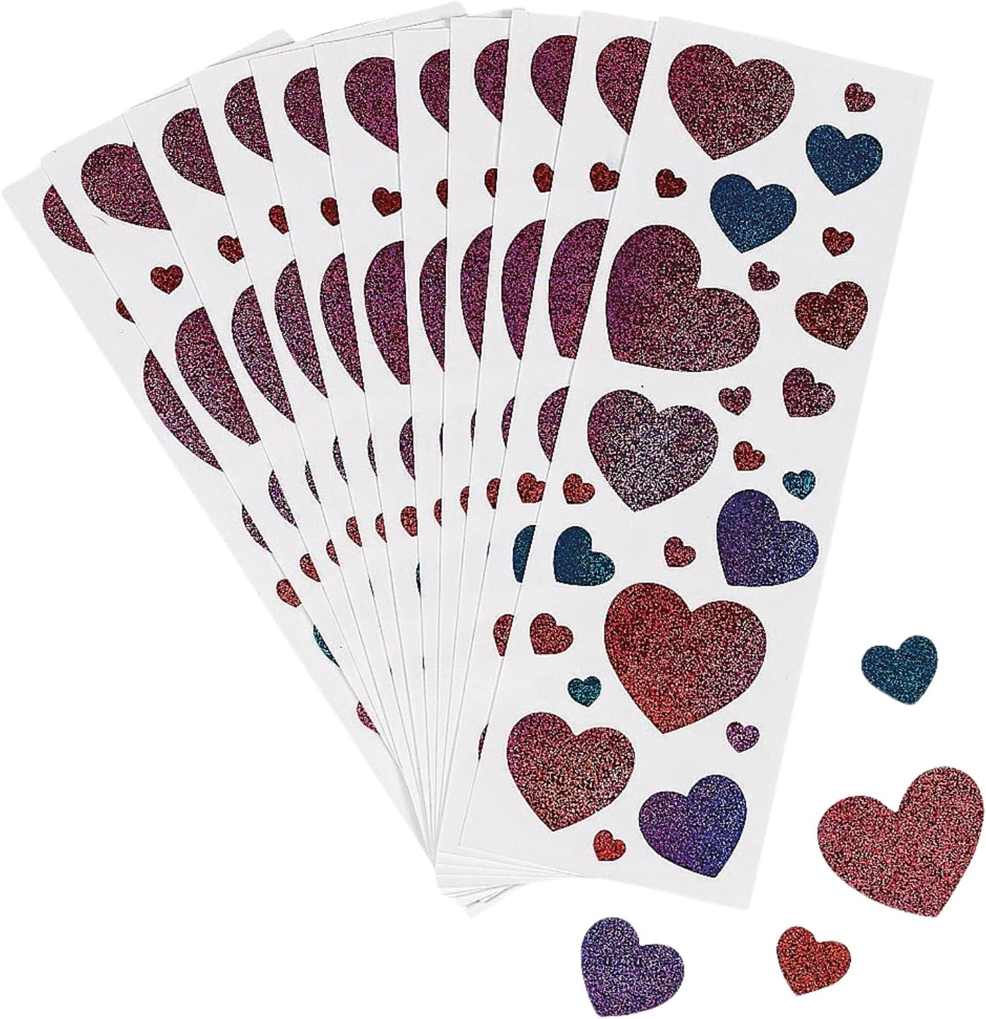 Fun Express - Glitter Heart Stickers (12pc) for Valentine's Day - Stationery - Stickers - Stickers - Sheets - Valentine's Day - 12 Pieces