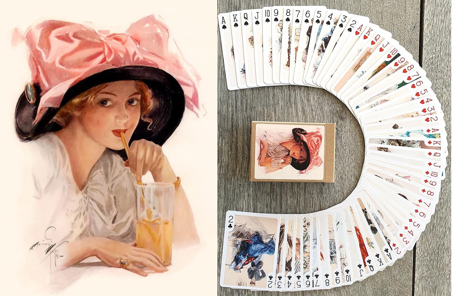 Edwardian Elegance Playing Cards (Poker Deck 54 Cards All Different) Beautiful Ladies in Romantic Hats Gowns Parlors and Courtship Scenes from a Graceful Past