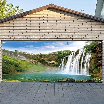 6x13ft Waterfall Garage Door Decoration Banner Outdoor Natural Landscape
