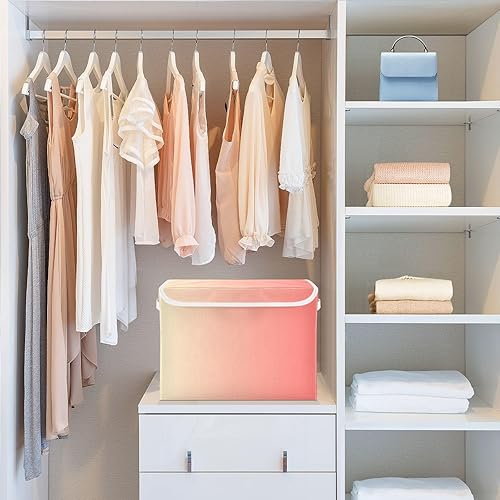 Miniatura 6 de GAIGEO Contenedores de almacenamiento de tela degradada rosa, organizador de cubos de armario de gran capacidad, contenedores de almacenamiento para